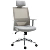 High Back Office Chair, Swivel Task Chair with Lumbar Back Support, Breathable Mesh, and Adjustable Height, Headrest, Grey
