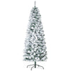 6ft Pre-Lit Snow-Flocked Slim Douglas Fir Artificial Christmas Tree with Realistic Branches, 250 LED Lights and 462 Tips