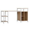 68 Inch Office Table Computer Desk Workstation Bookshelf with CPU Stand, Spacious Storage & Chic Modern Woodgrain Design, Oak Wood Grain