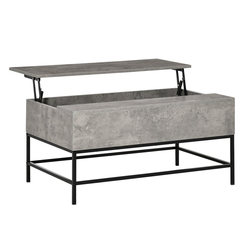 Modern Lift Top Coffee Table Rectangle Coffee Table with Steel Legs, Lift-Top Design and Hidden Storage Compartment for Living Room, Grey