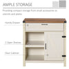 Barn Door Storage Cabinet Kitchen Sideboard Buffet Cabinet Modern Buffet Sideboard with Adjustable Shelves for Dining Room - Distressed White