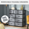 9 Drawers Storage Chest Dresser Organizer Unit w/ Steel Frame, Wood Top, Easy Pull Fabric Bins, for Hallway, Closet, Entryway, Black & Grey