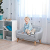 2-Seat Kids Sofa Linen Fabric and Wooden Frame Sofa for Kids and Toddlers Ages 3-6, 11" High Seat, Grey