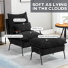 Accent Chair with Ottoman, Reclining Comfy Chair with Adjustable Backrest, Steel Frame and Pillow for Living Room, Bedroom, Black
