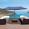 Patio Umbrella 15' Steel Rectangular Outdoor Double Sided Market with base, UV Sun Protection & Easy Crank for Deck Pool Patio, Dark Blue