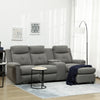 L-Shaped Sofa, Manual Reclining Sectional with Chaise Ottoman, Storage Console, Cup Holders, USB Charging, Gray