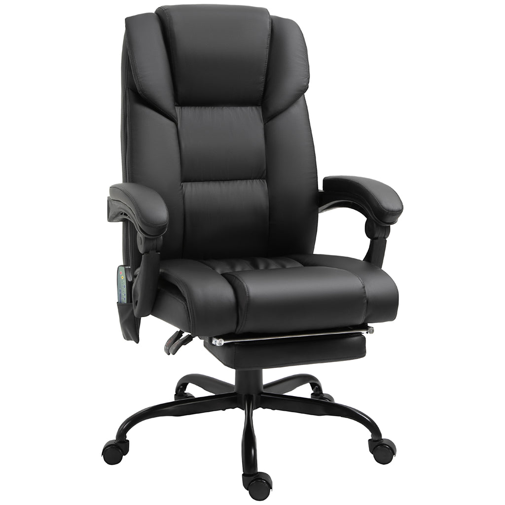 High Back Massage Office Desk Chair with 6-Point Vibrating Pillow, Computer Recliner Chair with Adjustable Lumbar Support, Black