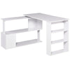 360° Rotating Home Office Desk L Shaped Corner Computer Desk with Storage Shelves, Writing Table Workstation, White