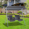 2 Person Porch Covered Swing Outdoor with Canopy, Table and Storage Console, Grey