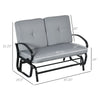 Outdoor Glider Bench, 2-Person Patio Rocker Loveseat with Tufted Cushions, Steel Frame for Porch, Garden Backyard, Gray