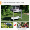 Outdoor Wooden Potting Bench Table with Removable Sink, Garden Work Station with Chalkboard, Drawer, Open Shelf Storage