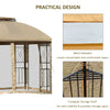 10' x 10' Patio Gazebo Canopy Outdoor Canopy Shelter with Double Tier Roof, Removable Mesh Netting, Display Shelves, Beige