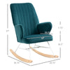 Accent Rocking Chairs, Upholstered Nursery Glider Rocker, Modern Armchair, Wingback Chair for Living Room and Bedroom, Blue