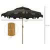 9' Patio Umbrella with Push Button Tilt and Crank, Double Top Ruffled Outdoor Market Table Umbrella with 8 Ribs, for Garden, Deck, Pool, Dark Grey