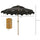 9' Patio Umbrella with Push Button Tilt and Crank, Double Top Ruffled Outdoor Market Table Umbrella with 8 Ribs, for Garden, Deck, Pool, Dark Grey