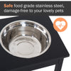 23" Modern Decorative Dog Bone Wooden Heavy Duty Pet Food Bowl Elevated Feeding Station - Black