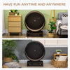 Round Hamster-Wheel Style Cat Tree with Carpet Runway, Wooden Sisal-Covered Cat Tower Condo with Unique Design Brown