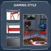 L-Shaped Gaming Desk, Corner Computer Desk with Carbon Fiber Desktop, Adjustable Monitor Stand, Cup Holder, Headphone Hook, Red/Black