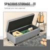 50" Storage Ottoman Bench, Upholstered Ottoman Foot Rest with Linen Fabric and Soft Close Lid for Entryway, Gray