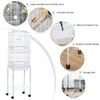 Large Bird Cage with Shelf, Handle for Taking Up or Down Stairs, Metal Bird Cage with Easy Big Doors, Outdoor or Indoor Aviary, White