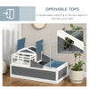 Wooden Tortoise House with Balcony, 2 Tiers Large Tortoise Habitat Indoor, Outdoor Reptile Cage with Ladder, Tray, Openable Roofs, 44" x 25.5" x 25"