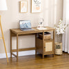 Computer Desk with Storage, Home Office Workstation Table with Open Shelf and Cabinet, Light Walnut