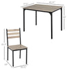 Modern 5-Piece Wooden Dining Kitchen table set 1 Table 4 Chairs Metal legs Grey