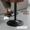 Counter Height Bar Stools Set of 2, Height Adjustable Swivel Barstools with Footrest and Tufted Back, Linen Fabric Bar Chairs, Dark Grey