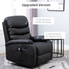 PU Leather Manual Massage Recliner Chair with Thick Padding, Living Room Chair with Remote, 8 Massage Points and Side Pocket, Black
