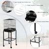 44.5" Metal Indoor Bird Cage Starter Kit With Detachable Rolling Stand, Storage Basket, And Accessories - Black