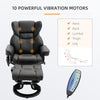 Massage Recliner and Ottoman, PU Leisure Office Chair with 10 Vibration Points, Adjustable Backrest, Side Pocket and Remote Control, Black