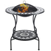 30 Inch Outdoor Fire Pit, Round Wood Burning Firepit, Garden Table with Spark Screen Cover for Patio, Garden, Backyard, Black and White