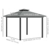 10' x 10' Hardtop Gazebo with Aluminum Frame, Metal Roof Gazebo Canopy w/ Hook, Curtains and Netting included for Garden, Patio, Backyard, Dark Brown