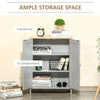 Storage Cabinet, Double Door Cupboard with 2 Adjustable Shelves, for Living Room, Bedroom, or Hallway, Grey