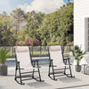 Mesh Outdoor Patio Folding 2-Piece Rocking Chair Set with Ergonomic & Folding Design - Cream White