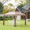 11' x 11' Pop Up Gazebo Outdoor Canopy Shelter with 2-Tier Soft Top, Removable Zipper Netting w/ Large Shade, Storage Bag for Patio, Khaki