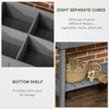 Wooden Raised Garden Bed, Elevated Planter Box Stand with 8 Slots and Open Shelf, Dark Grey