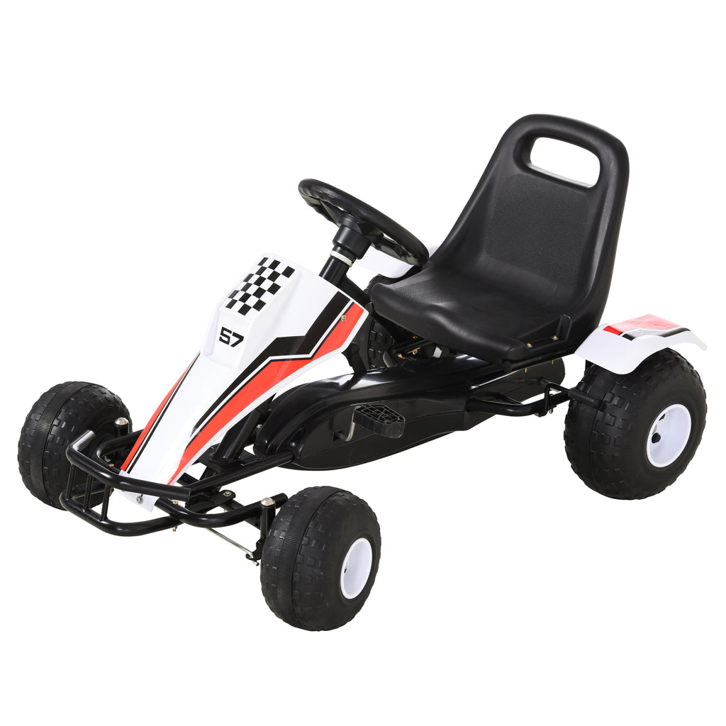 Outdoor Children Playing Pedal Kart Toy w/ Gear Adjustments & Comfort Seat Race