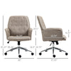 Desk Chair Armchair Office Chair Modern Mid-Back Tufted Linen Fabric With Arms Swivel Height Adjustable Light Grey