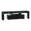 High Gloss TV Stand Cabinet with Remote Controlled LED Lights, Media TV Console Table with Storage Compartment for TVs up to 65", Black