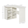 L-Shaped Corner Home Office Computer Desk, Study Table PC Workstation with Storage Shelf, Space Saving, White Wood Grain