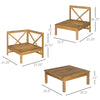 6-Piece Wooden Patio Sofa Sectional Set with Modular Design, Coffee Table, & 8 Pillows Included, Cream White