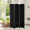 6' Tall Wicker Weave 3 Panel Room Divider Wall Divider, Black