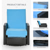 Patio Wicker Recliner Chair with Footrest, Outdoor PE Rattan 360Â° Swivel Chair with Soft Cushion, Lounge Chair for Patio, Light Blue
