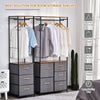 Industrial Storage Cabinet Coat Rack Bedroom Hall Tree Organiser with Long Coat Hanger  5 Drawers & Storage Shelf