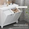 Laundry Organizer Bathroom Storage Cabinet Freestanding Furniture with 2 Tilt Out Hamper