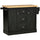 Farmhouse Mobile Kitchen Island Utility Cart on Wheels with Barn Door Style Cabinets, Drawers - Black