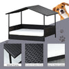 Wicker Dog House Elevated Raised Rattan Bed for Indoor/Outdoor with Removable Cushion Lounge, Cream