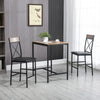 3 Piece Dining Table Set, Bar Table and Chairs Set with PU Padded Stools and Steel Frame for Kitchen, Small Space, Brown