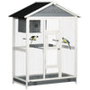 64.5" Wooden Bird Cage Aviary, Flight Cage with 4 Perches, Nest and Slide-Out Tray for Indoor/Outdoor, Gray